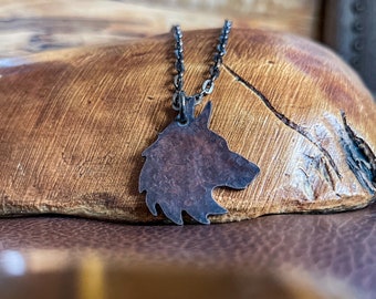 Wolf Dog Necklace, Copper, Rustic, Adventure Jewelry | Free Shipping
