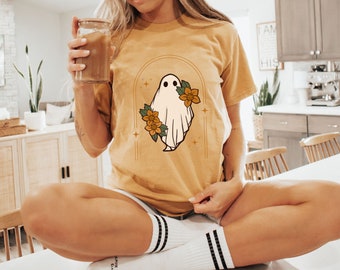 Retro Ghost Comfort Colors Boho Ghost TShirt Bohemian Halloween Shirt Cute Ghost Shirt Ghost Boho Tee Retro Halloween Tee Boho Halloween Tee