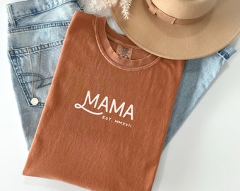 Mama EST Shirt Mama TShirt Custom Personalized Mama Shirt Mothers Day Gift New Mom Gift Baby Shower Gift Birthday Gift Mama Est Custom Shirt