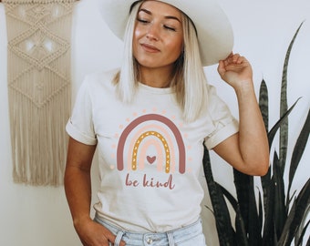 Be Kind Shirt Women's Graphic Tees Rainbow Shirt Be Kind T-Shirt Bee Kind Tee Inspirational Shirt Boho TShirt