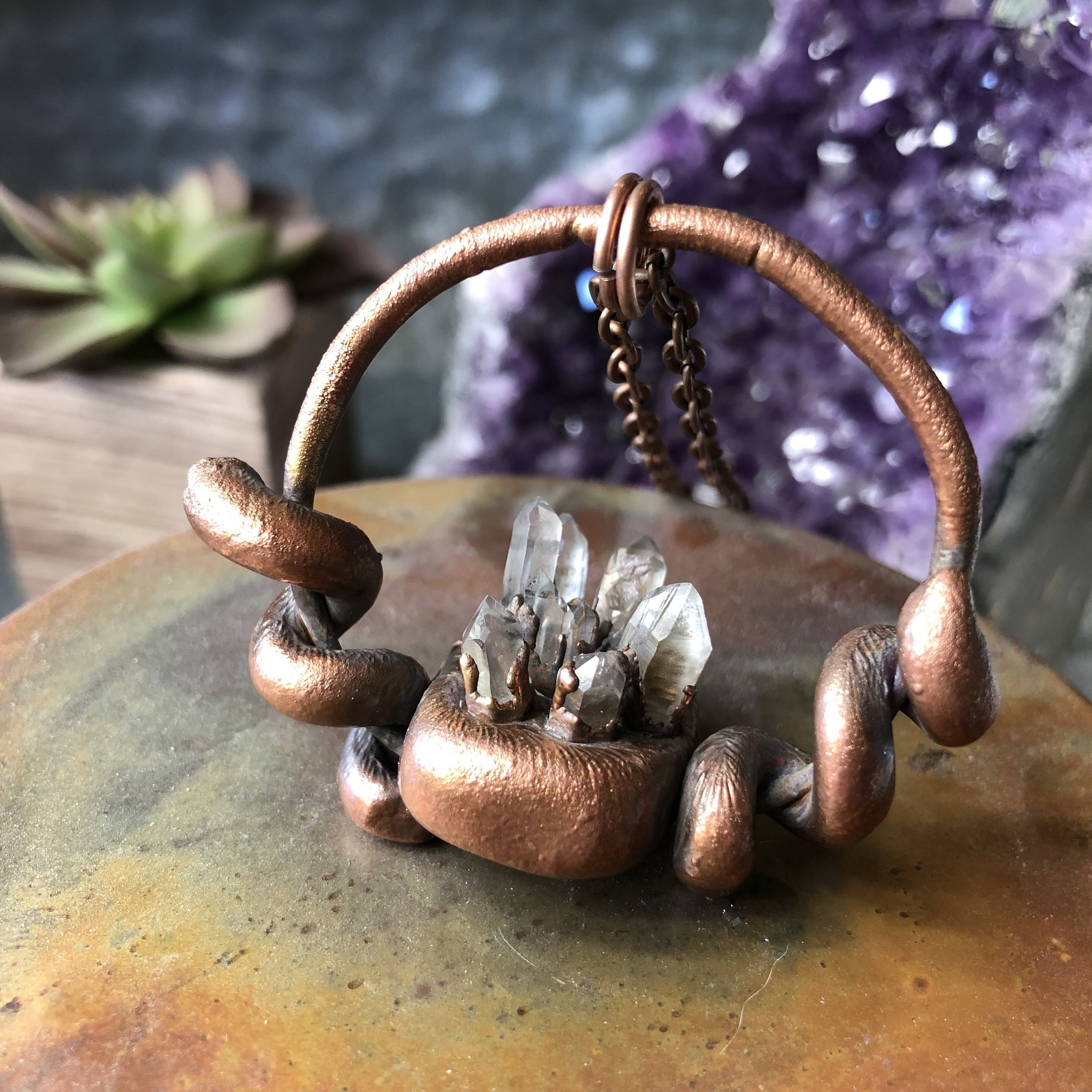 Boho crystal necklace deals