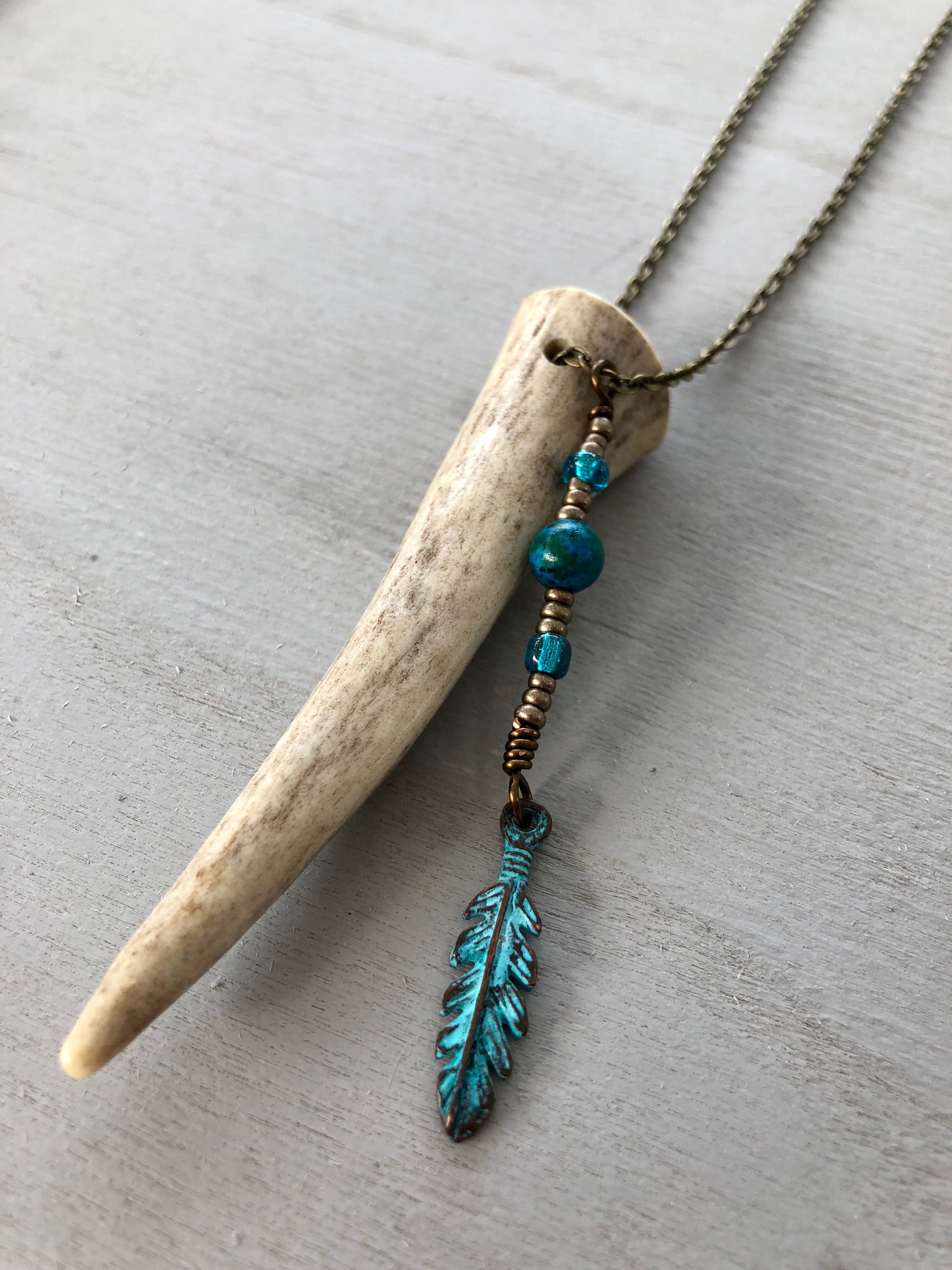Antler Tip Necklace Horn Necklace Antlers Antler Boho Necklace