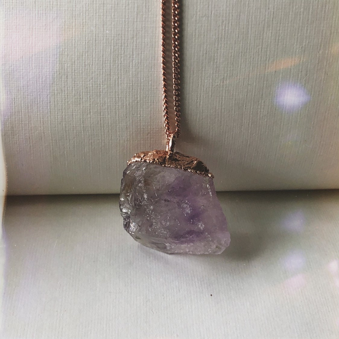 amethyst crystal necklace sterling silver