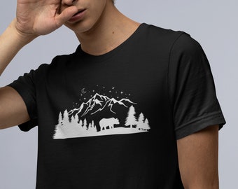 Mountains Shirt Mountains TShirt Mountain Silhouette Shirt Camping Tee for Men Women Nature Lover Shirt Gift Mountains Bear Trees Shirt