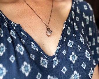 Raw Crystal Necklace • Electroformed Crystal Necklace • Raw Crystal Quartz • Tangerine Quartz