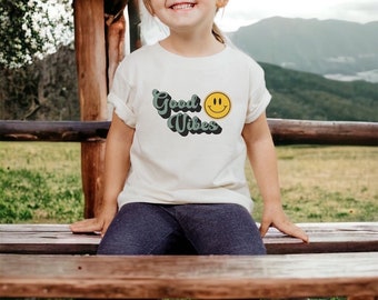 Retro Good Vibes Toddler Tee Retro Toddler TShirt Retro Smiley Face Kids Shirt