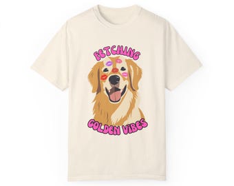 Golden Retriever Kisses T-shirt, Funny Dog Lover Tee, Fetching Golden Vibes Shirt, Cute Puppy Graphic Top,
