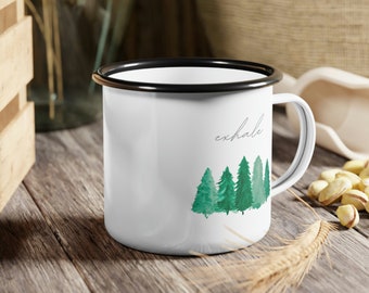 Trees Camping Mug Breathe Cup Inhale Exhale Cup Camp Cup Camping Cup Forest Mug Forest Bathing Enamal Camping Mug Forest Bathing Gift