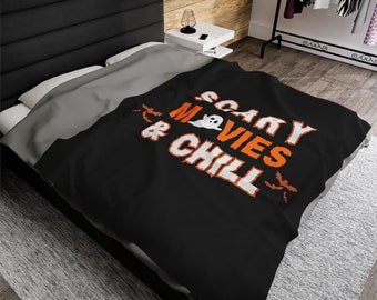 Scary Movies and Chill Throw Blanket Soft Halloween Blanket