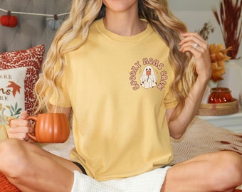 Spooky Moms Crew Halloween Shirt Mom TShirt Comfort Colors Ghost Shirt Retro Ghost Mom Club Shirt Halloween Gift for Mom