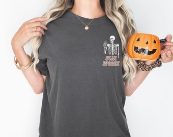 Skeleton Iced Coffee Shirt Stay Spooky Comfort Colors TShirt Skeleton Shirt Coffee Lover Shirt Halloween Coffee Tee