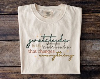 Thanksgiving Tshirt Comfort Colors Gratitude Attitude Shirt Grateful Tee ThankfulTshirt