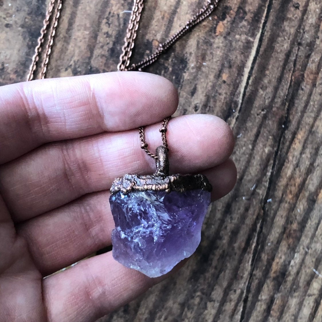 Amethyst Electroformed Pendant with Sterling Silver