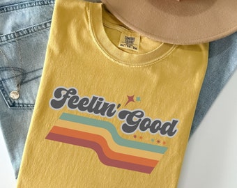 Comfort Colors Retro Feelin Good TShirt Feeling Good Shirt Vintage Inspired Graphic Tee Men Women Graphic Tee Retro Rainbow Retro TShirt