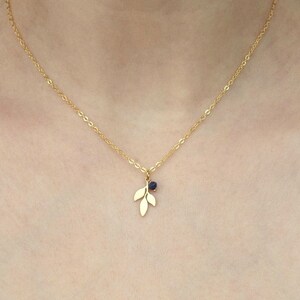 Gemstone leaf necklace | gold and silver