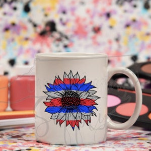 USA Sublimation Transfer Red White Ad Blue Sunflower sublimation Stars and Stripes Sublimation Sublimation Transfer Military Wife Shirt