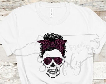 Skull Sublimation Design Mom Life Skull Mom Life Skull PNG Skull PNG Messy Bun PNG Messy Bun Mom Shirt Skull Shirt