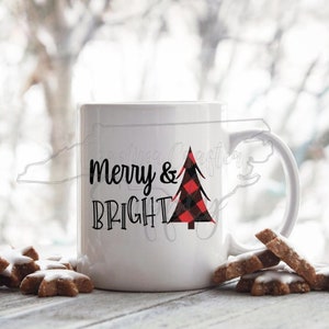 Merry & Bright Sublimation Print Christmas Sublimation Transfer Buffalo Plaid Christmas Sublimation Transfer Ready To Press Christmas Shirt