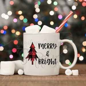 Merry & Bright Sublimation Print Christmas Sublimation Transfer Buffalo Plaid Christmas Sublimation Transfer Ready To Press Christmas Shirt