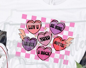 Valentine's Day Design Valentines PNG Retro Valentines PNG Retro Valentine Valentines Sublimation Conversation Hearts Boho Valentine