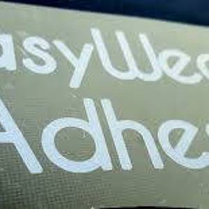 May include: White vinyl lettering on a clear background reads "EasyWeed" and "Adhesive".