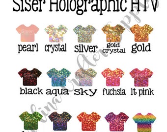 Siser Holographic HTV 12x19" Sheet Holo Heat Transfer Vinyl Tshirt Vinyl Holograph HTV Holographic Sheets Siser Holo HTV