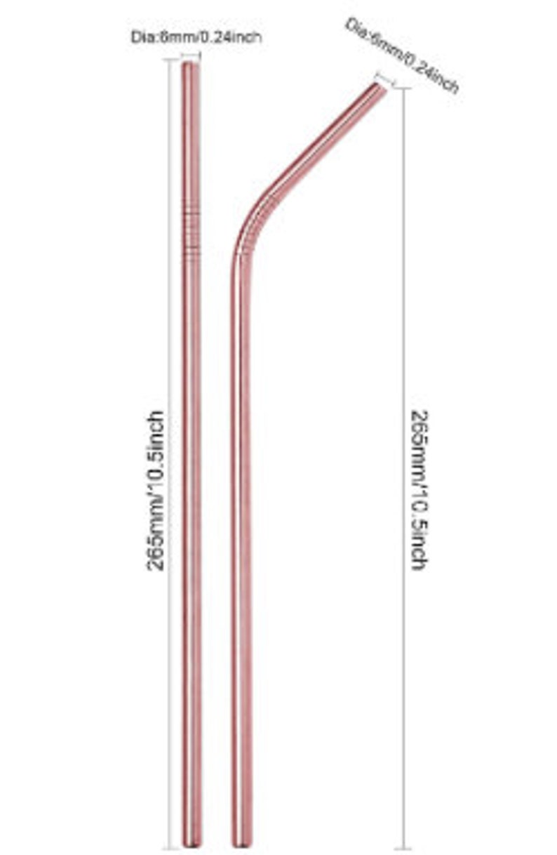 Rose Gold Straws Rose Gold Metal Straws Pink Gold Straws Rose Gold Stainless Straws Rose Gold Skinny Tumbler Straw 10.5 Inch Metal Straw image 2