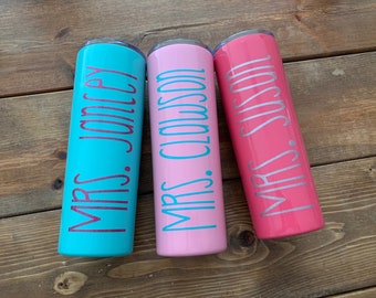 Steel Skinny Tumbler Skinny Tumbler Monogrammed Tumbler Bridesmaid Proposal Back To School Mom Tumbler Birthday Bridesmaid Gift Party Favor