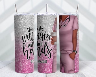 Nurse Tumbler Glitter Nurse Tumbler Nursimg Student Tumbler New Nurse Tumbler Pink Nurse Tumbler Nurse in Scrubs Proverbs Nurse Tumbler