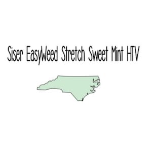May include: A black and white outline of the state of North Carolina with the text "Siser EasyWeed Stretch Sweet Mint HTV" above it.