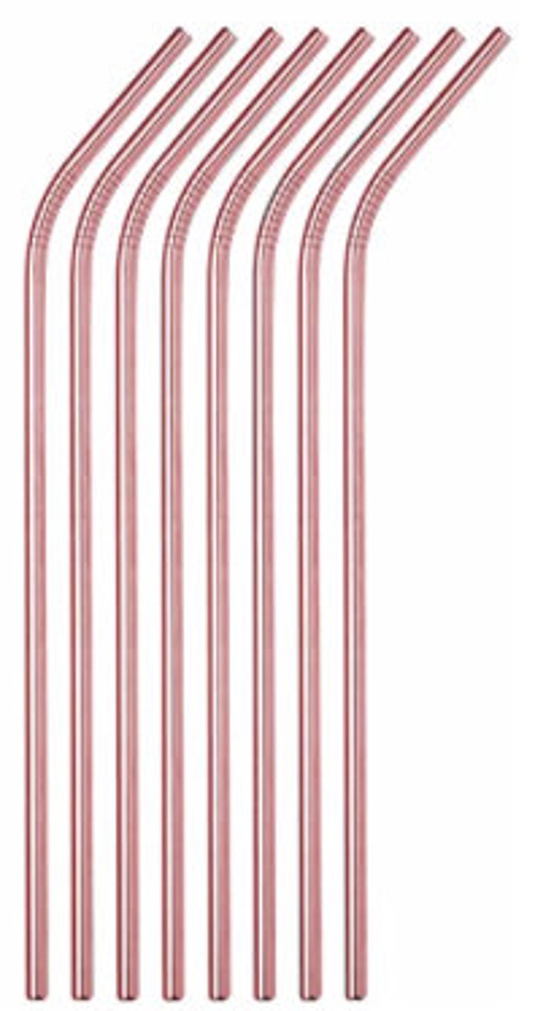 Rose Gold Straws Rose Gold Metal Straws Pink Gold Straws Rose Gold Stainless Straws Rose Gold Skinny Tumbler Straw 10.5 Inch Metal Straw Bent