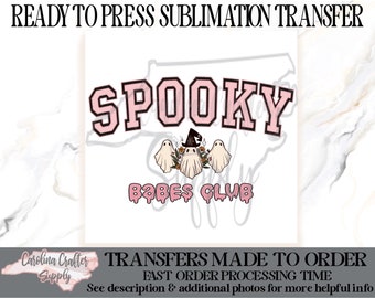 Impression de sublimation Spooky Babes Club, transfert de sublimation Spooky Babe, transfert de sublimation Halloween prêt à presser
