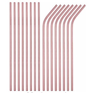 Rose Gold Straws Rose Gold Metal Straws Pink Gold Straws Rose Gold Stainless Straws Rose Gold Skinny Tumbler Straw 10.5 Inch Metal Straw