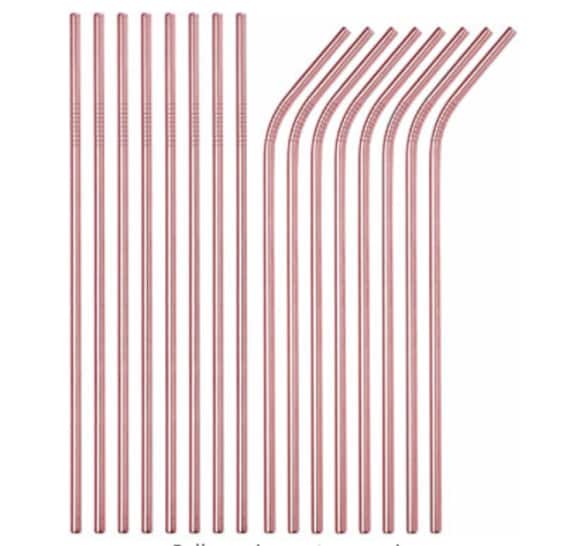 Rose Gold Straws Rose Gold Metal Straws Pink Gold Straws Rose Gold Stainless Straws Rose Gold Skinny Tumbler Straw 10.5 Inch Metal Straw