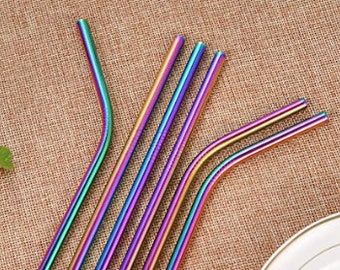 Reusable Straws Rainbow Stainless Steel Straw Rainbow Reusable Straw Rainbow Stainless Steel Straw For Skinny Tumblers Steel Straw