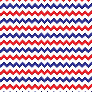 May include: A repeating pattern of red, white, and blue zigzags. The chevron design creates a bold, graphic look. The alternating colors and sharp angles give the pattern a dynamic feel, suitable for various design applications.