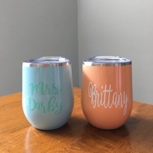 Stainless Wine Tumbler, Bridesmaid Gift, Steel Wine Tumbler, Bachelorette Party Favors, Monogrammed Wine Tumbler Personalized Tumbler, Wine image 7