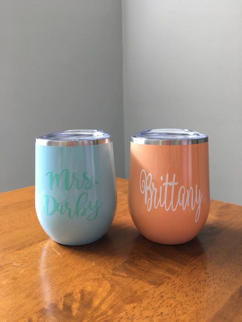 Stainless Wine Tumbler, Bridesmaid Gift, Steel Wine Tumbler, Bachelorette Party Favors, Monogrammed Wine Tumbler Personalized Tumbler, Wine image 7