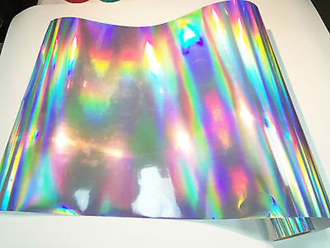 BLACK Oil Slick Rainbow Holographic Vinyl, 12 Inch X 10 Feet, Free