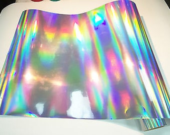 Rainbow Chrome Vinyl Silver Oil Slick Vinyl, Rainbow Chrome Holographic Vinyl 12x12 Vinyl Sheets, Adhesive Vinyl Permanent Vinyl Decal Vinyl