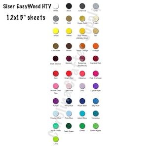 Siser EasyWeed HTV 12x15&quot; Sheets Iron-On Vinyl Heat Transfer Vinyl Pick Your Colors