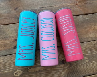 Skinny Tumbler Personalized Tumbler Stainless Tumbler, Monogrammed Tumbler, Custom Tumbler, Bridesmaid Gift Bride Tumbler Bachelorette Party
