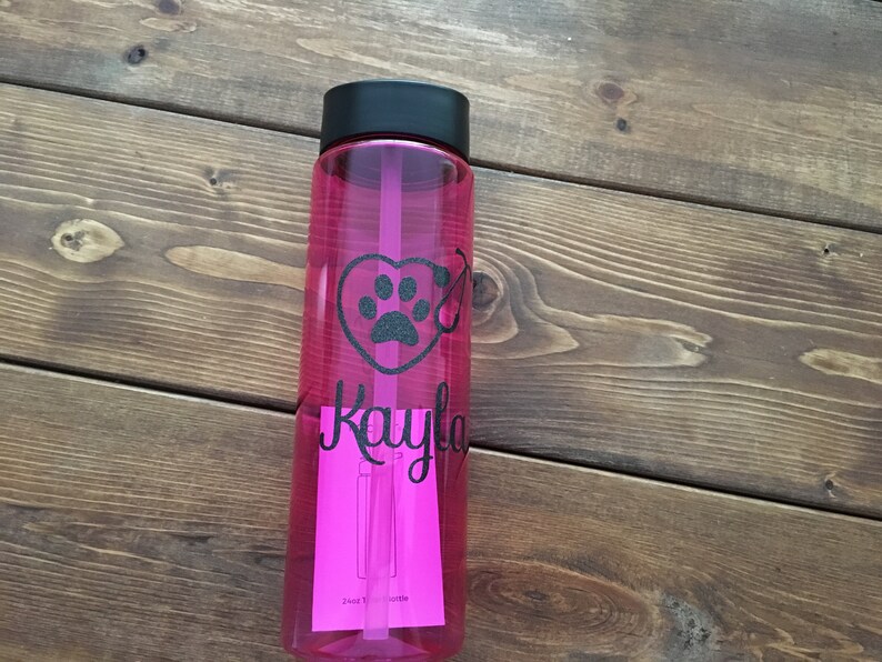 Vet Tech Water Bottle Paw Print Dog Lover Veterinarian Gift Etsy