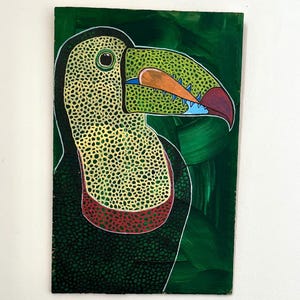 Original acrylic Toucan painting, Toucan art, bird artwork, animal art, wildlife art, wall art, wall decor, fun painting, unique gift