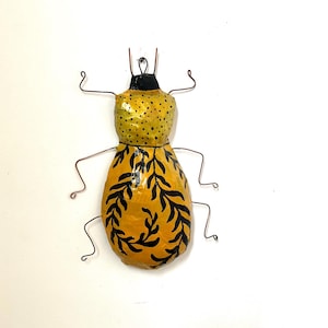 Brown Plant pattern Beetle paper mache wall art sculpture, Beetle art, Insect artwork, bug art, animal art, insect sculpture, fun gift