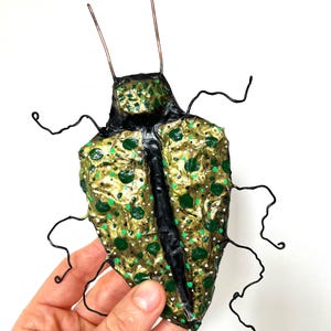 Paper mache Leaf Beetle wall decor, Beetle wall art, Beetle sculpture, Insect art, Bug, fun gift, unique art, wall hanging, decoration