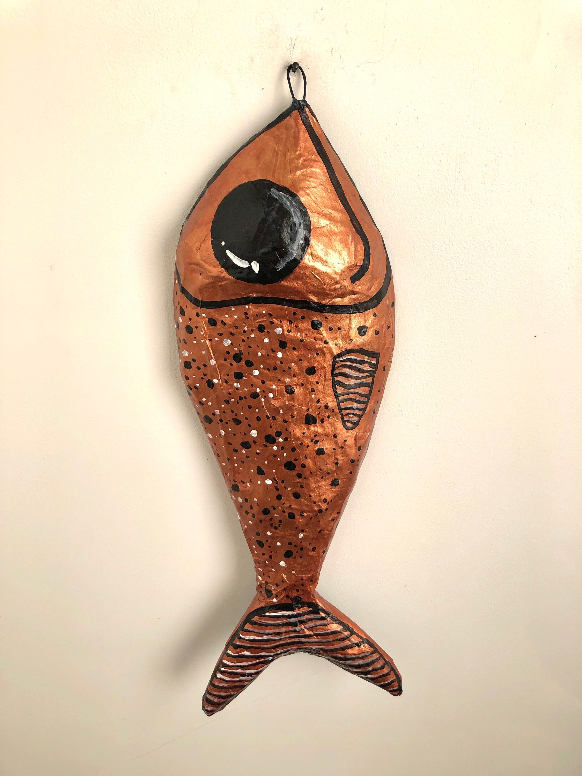 Paper Mache Copper Fish Sculpture Big Copper Fish Wall Art Etsy UK