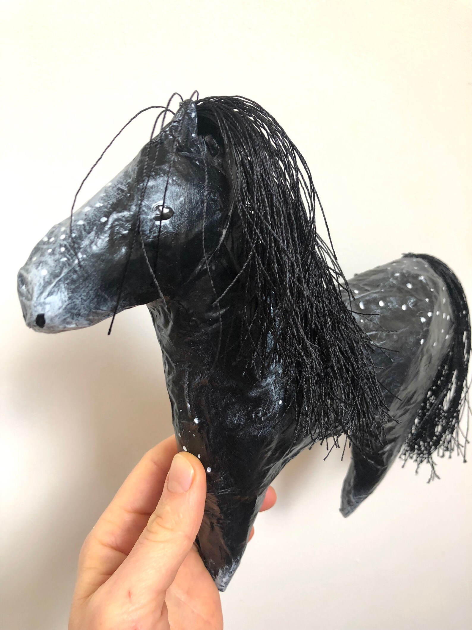 Paper Mache Black Horse Sculpture Pony Wall Art Animal Etsy UK