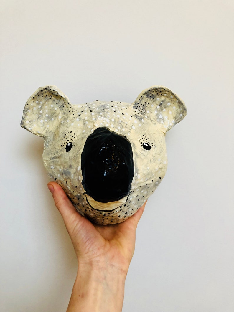 Paper mache Koala bear / paper mache animal head / Koala bear Etsy