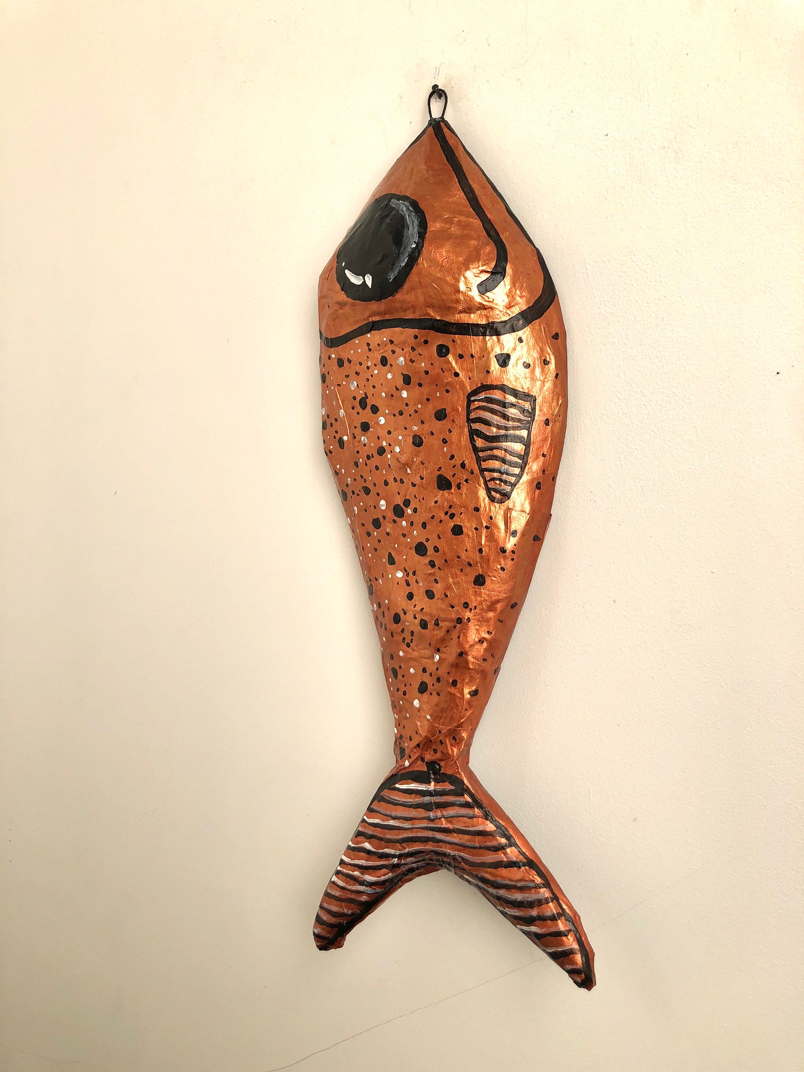 Paper Mache Copper Fish Sculpture Big Copper Fish Wall Art Etsy UK